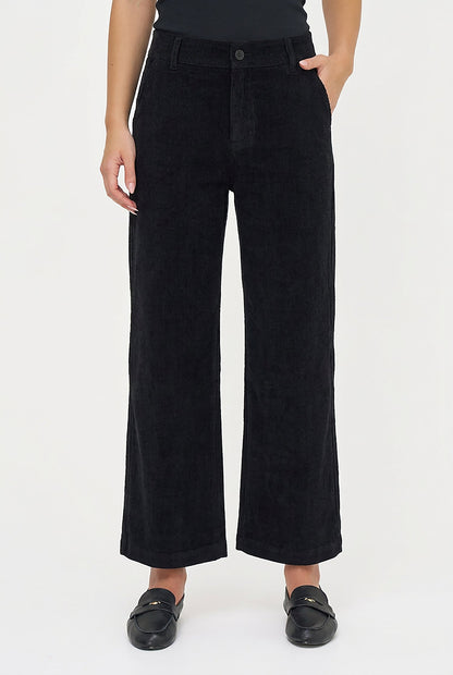 Women's Corduroy Zip-Up Bootcut Pants with Side Pockets