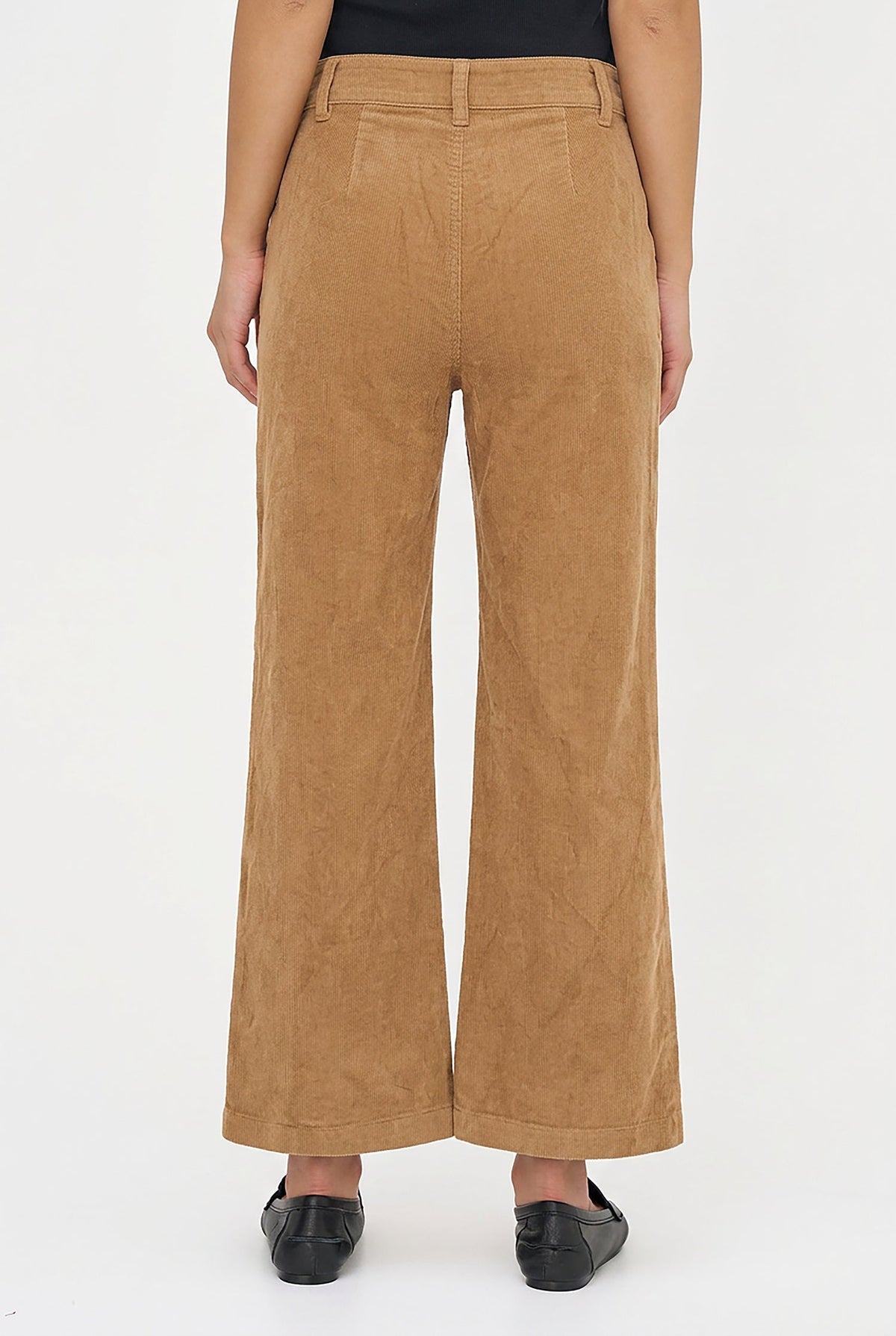 Women's Corduroy Zip-Up Bootcut Pants with Side Pockets