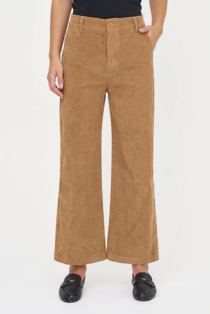 Women's Corduroy Zip-Up Bootcut Pants with Side Pockets