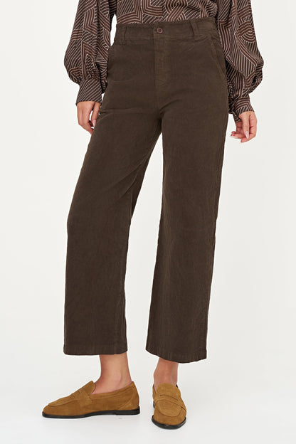 Women's Corduroy Zip-Up Bootcut Pants with Side Pockets