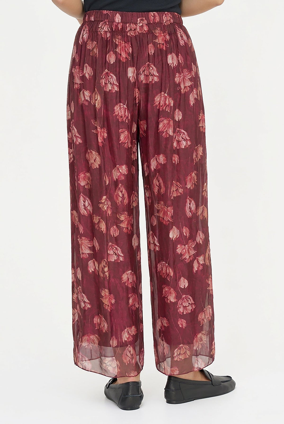 Women's Printed Woven Pull-On Wide-Leg Pants