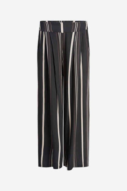 Women's Printed Woven Wide-Leg Pull-On Pants with Side Pockets