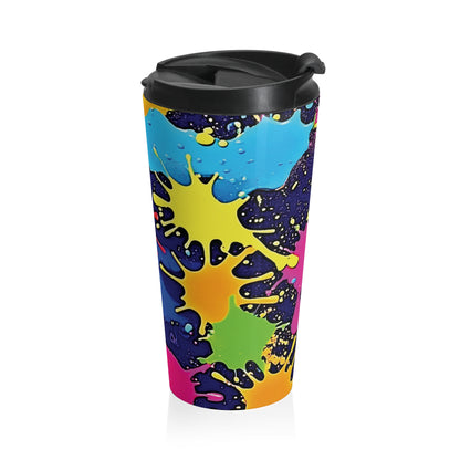 Color Splash Stainless Steel Travel Mug — Vibrant Paint Splat Design