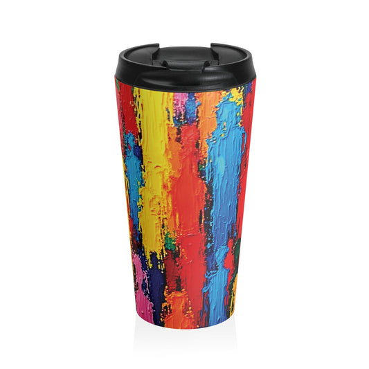 Colorful Abstract Paint Stroke Stainless Steel Travel Mug