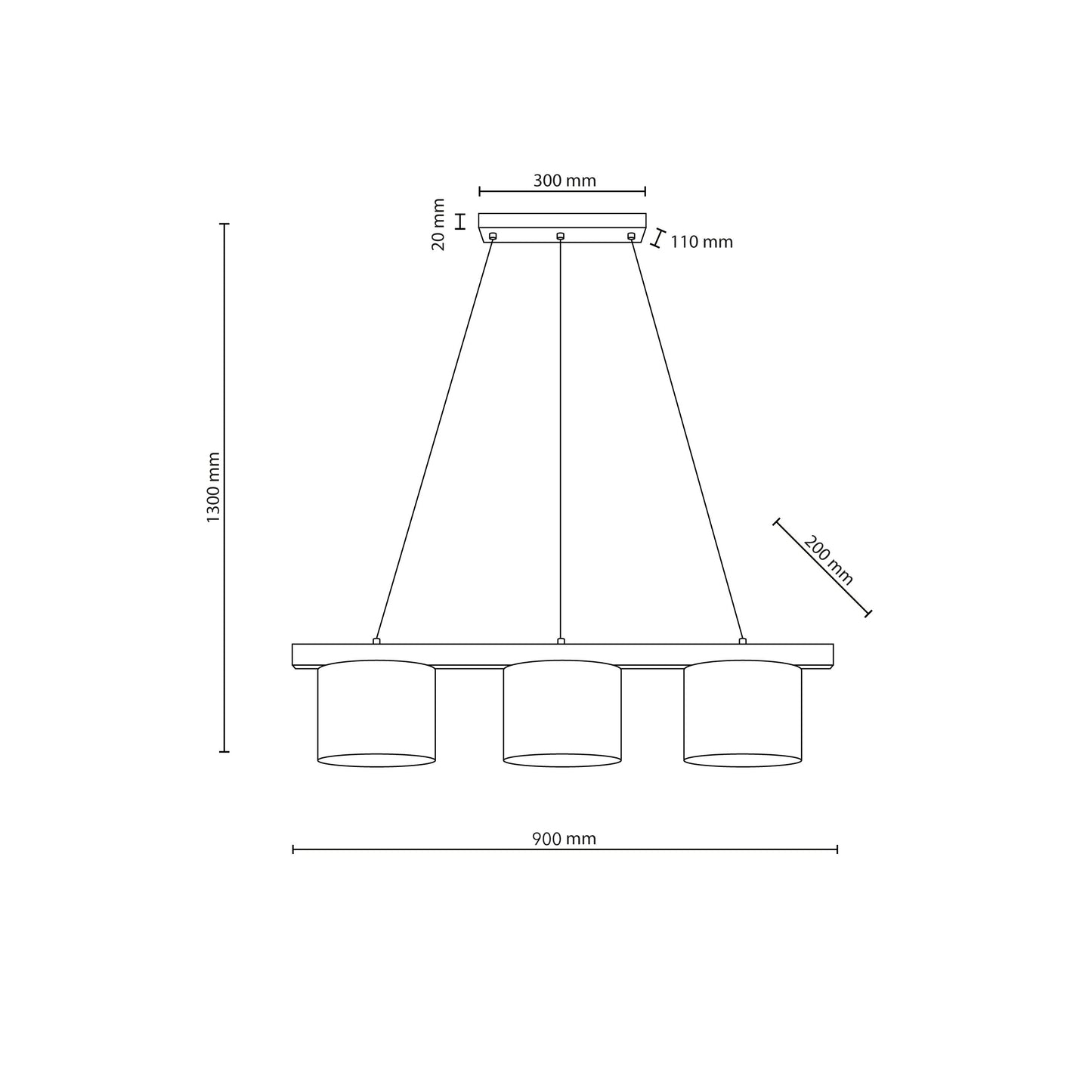 VARO Scandinavian Wood & Linen Pendant Light for Kitchen Island & Dining Table