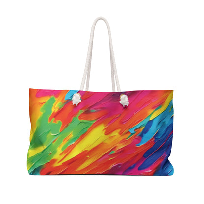 Abstract Rainbow Paint Swirl Weekender Bag | Colorful Travel Tote | Mom Carryon