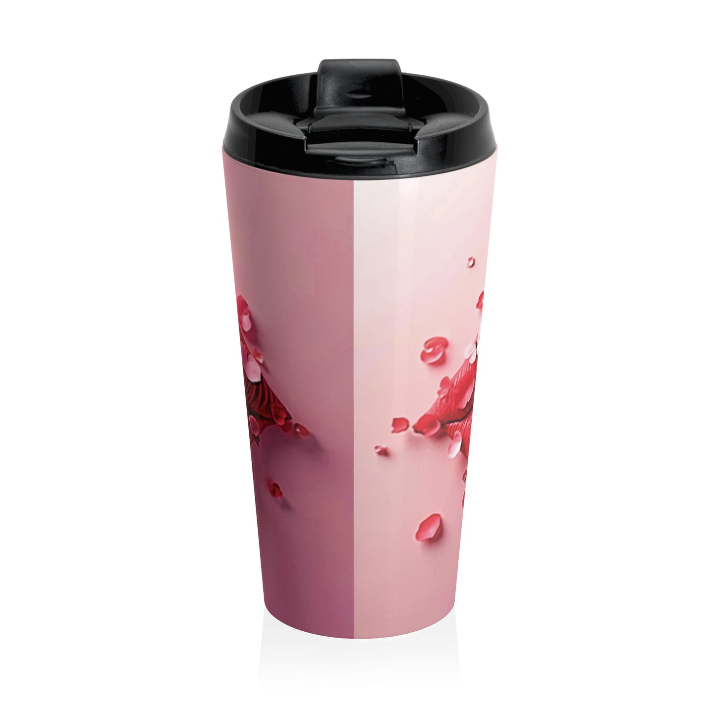 Petal Kiss Stainless Steel Travel Mug | Lip Art, Floral Design - AURABAGS SHOP