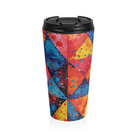 Colorful Geometric Splash Travel Mug — Stainless Steel Insulated Tumbler