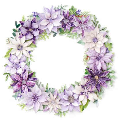 Dusky Violet Blooms, Die Cut Flowers & Leaves, 12 sheets