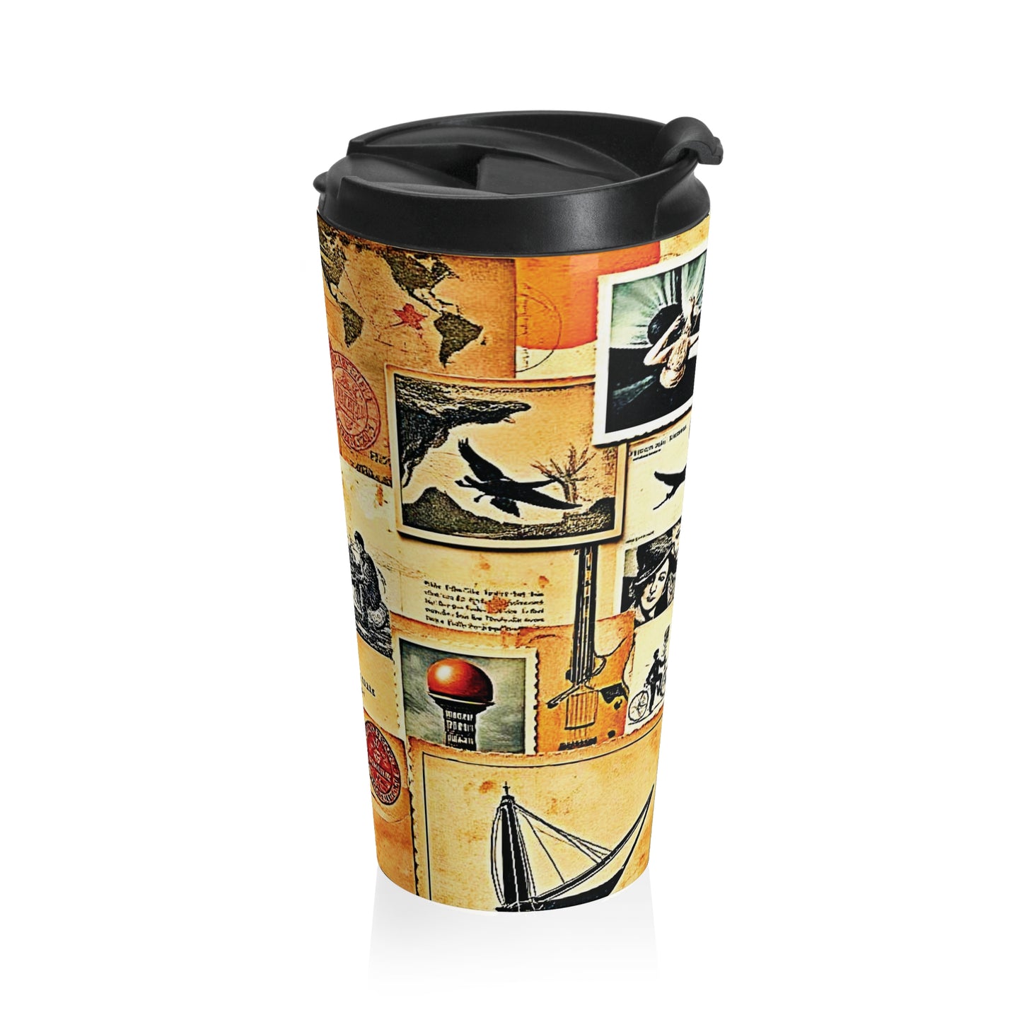 Vintage Travel Collage Stainless Steel Travel Mug