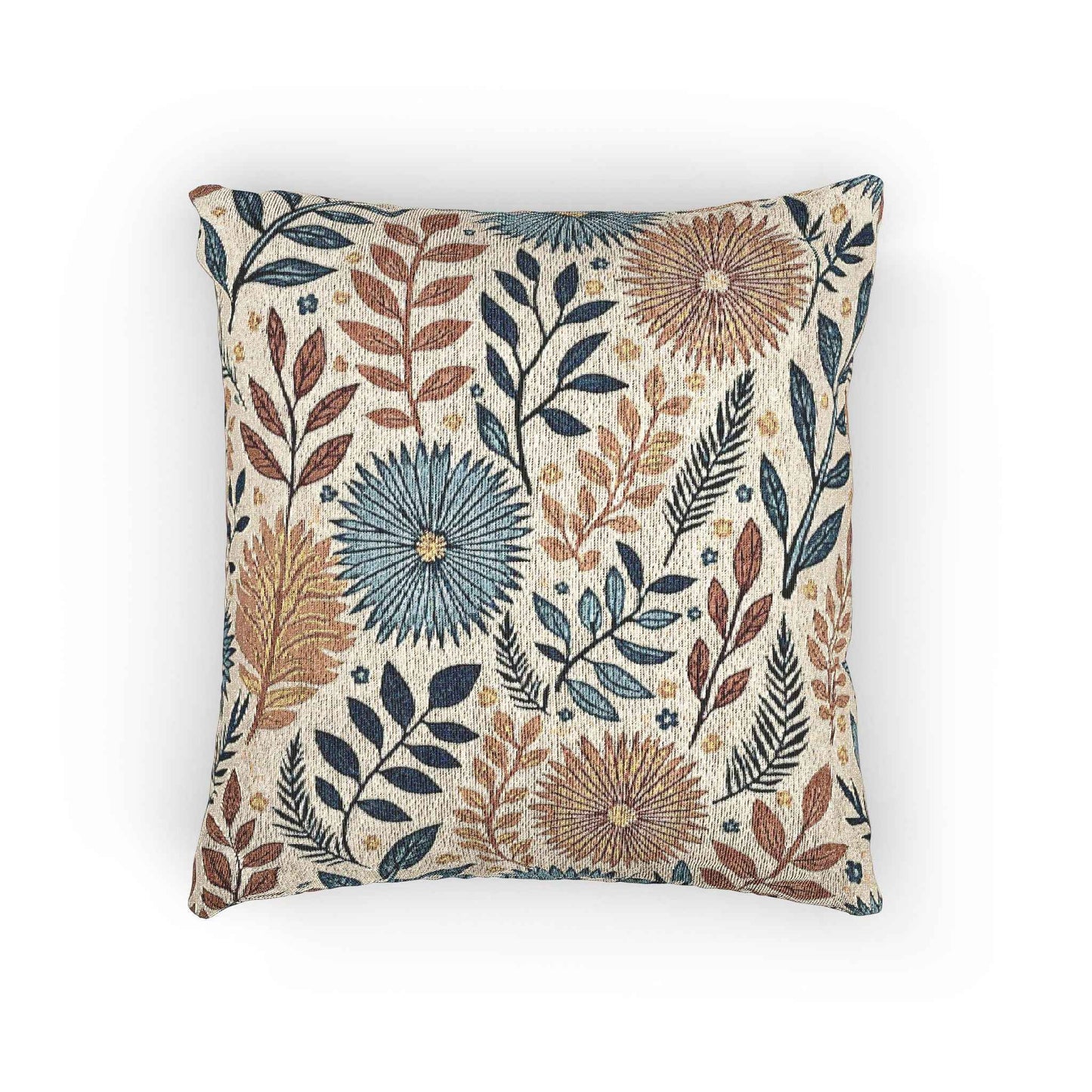 Boho Floral Woven Pillow | Textured Daisy Leaves Decorative Throw Pillow
