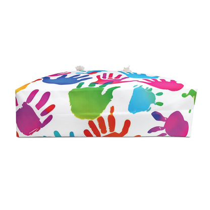 Colorful Handprint Pattern Weekender Bag | Rainbow Palm Print Tote | Busy Moms Carryon