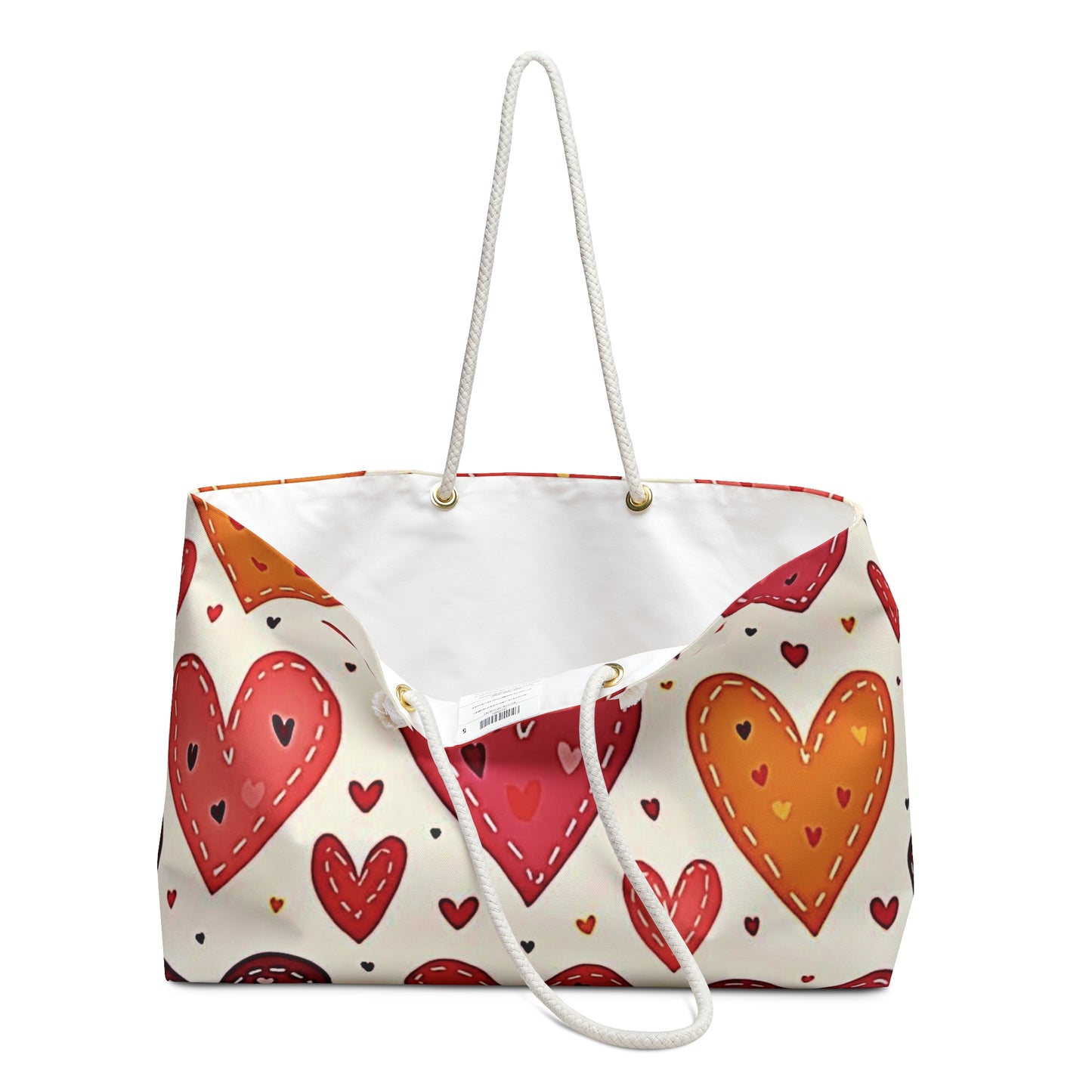 Hand-Drawn Hearts Weekender Bag | Valentine Pattern Tote