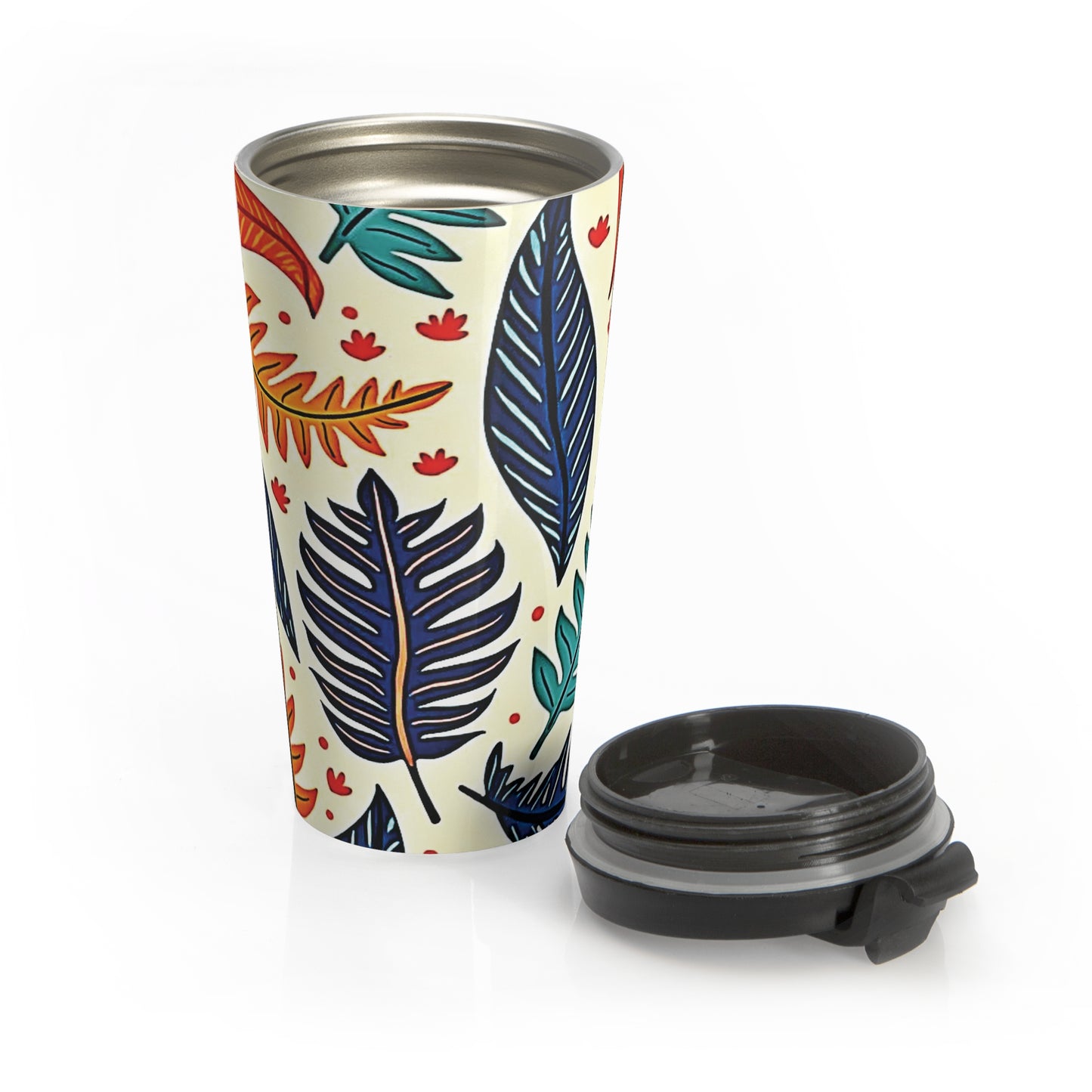 Colorful Tropical Leaves travel mug | Stainless Steel Tumbler - AURABAGS SHOP