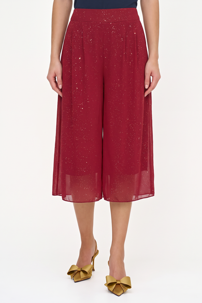 Women's Foil-Printed Woven Pull-On Gaucho Capri Pants