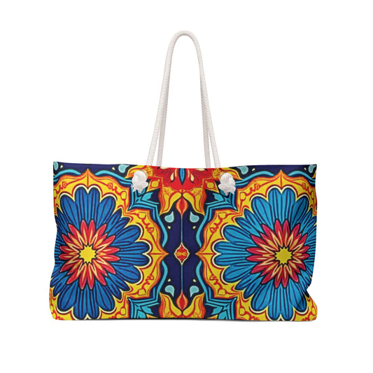 Colorful Mandala Floral Pattern Weekender Bag | Bohemian Travel Tote
