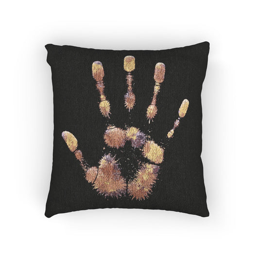 Metallic Handprint Woven Pillow | Boho Accent Throw Pillow