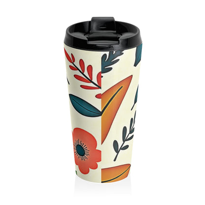 Floral Folk Art Stainless Steel Travel Mug