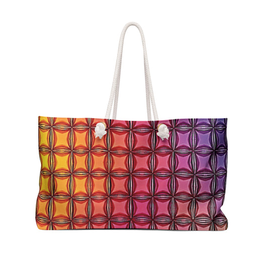 Colorful Geometric Tile Weekender Bag | Rainbow Gradient Pattern