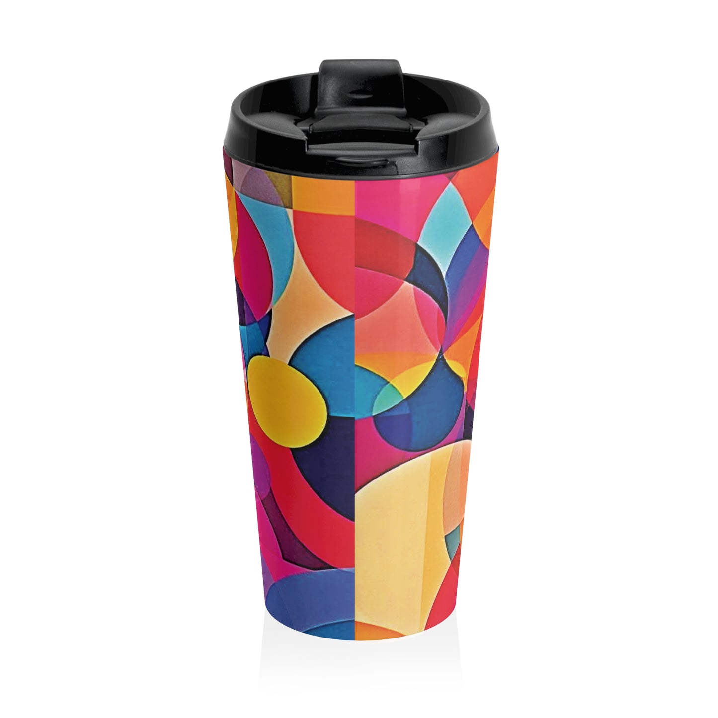 Colorful Geometric Stainless Steel Travel Mug — Modern Abstract Art Design