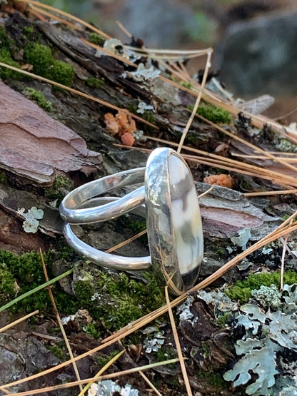 Selene’s Haze Ring – One-of-a-Kind Blue Opal in Sterling Silver