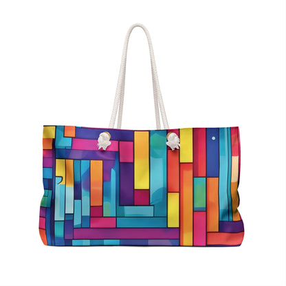 Colorful Geometric Stained Glass Pattern Weekender Bag | Rainbow Travel Tote | Mom Gifts
