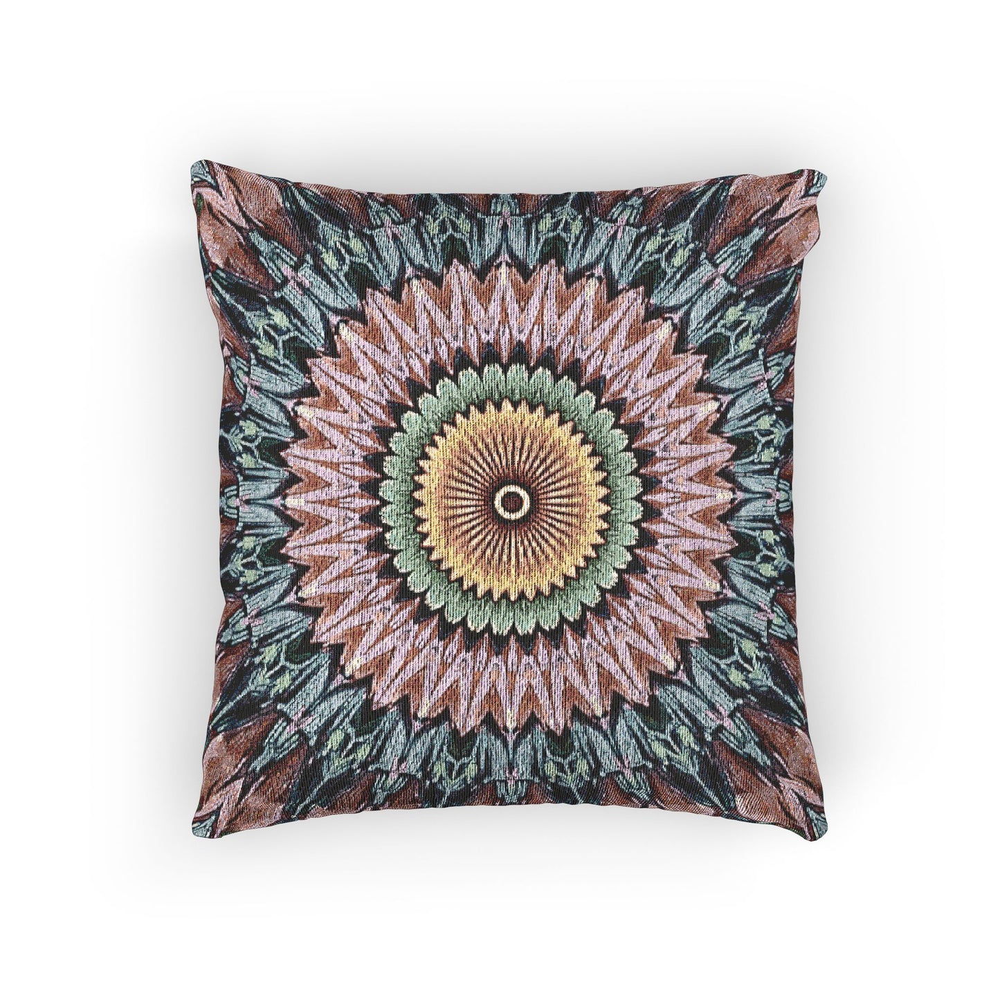 Mandala Sunburst Woven Pillow | Boho Geometric Decorative Cushion Cover
