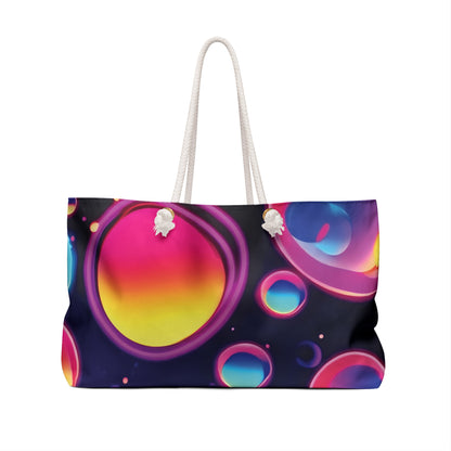Neon Bubble Abstract Weekender Bag | Colorful Gradient Spheres | Moms Carryon