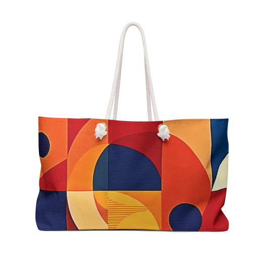 Abstract Geometric Color Block Weekender Bag | Modern Tote | Large Tote Bag