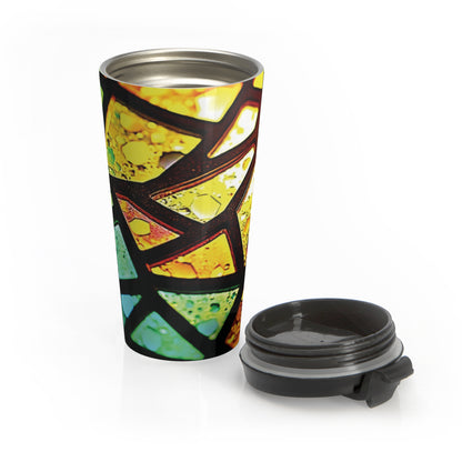 Stainless Steel Travel Mug — Rainbow Stained Glass Mosaic Insulated Tumbler