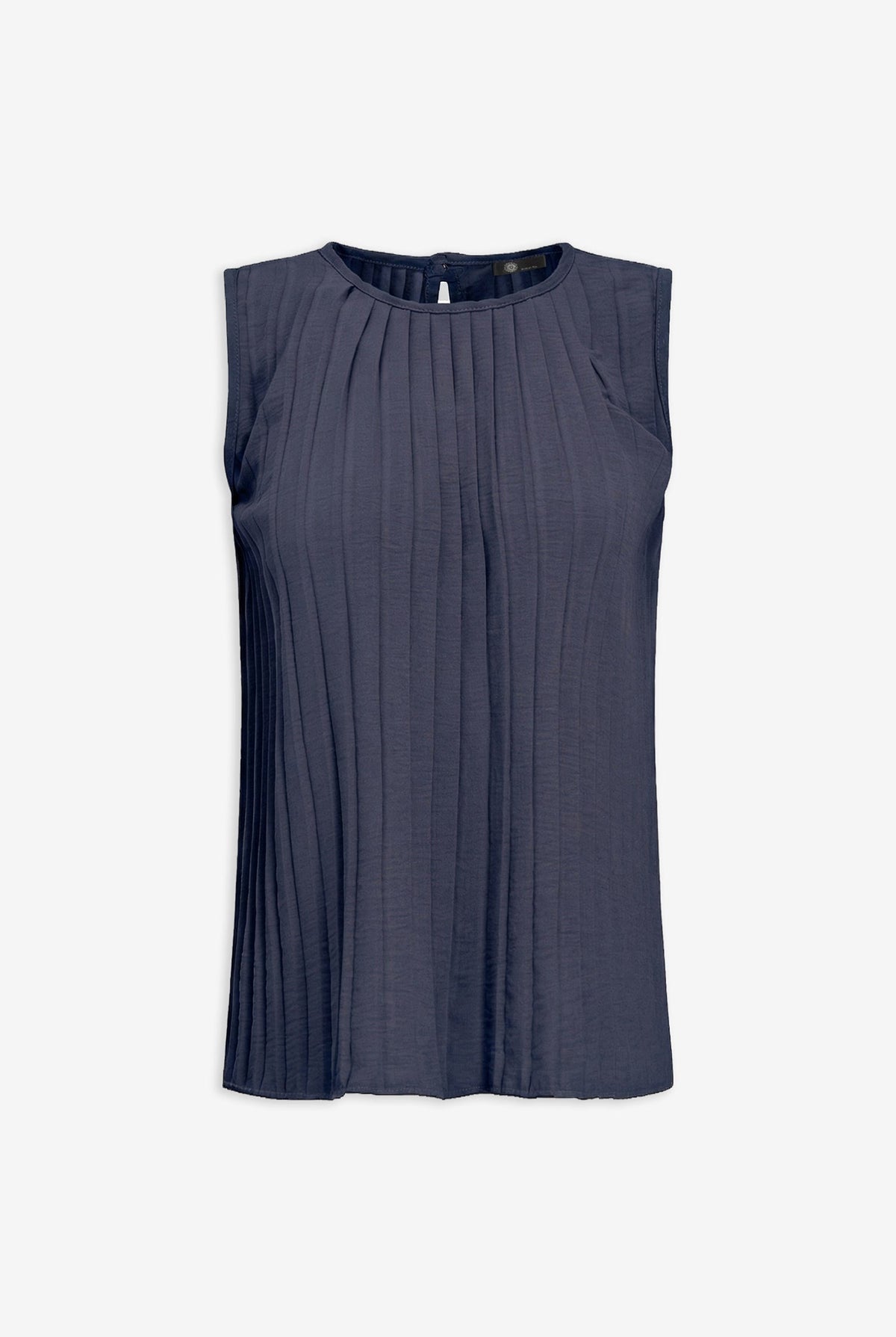 Women's Pleated Crew-Neck Sleeveless Top