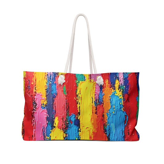 Abstract Colorful Paint Strokes Weekender Bag | Bright Travel Tote