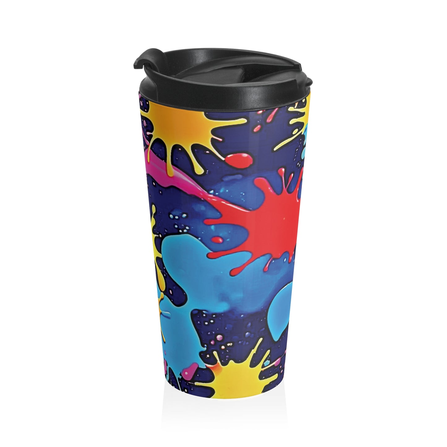 Color Splash Stainless Steel Travel Mug — Vibrant Paint Splat Design