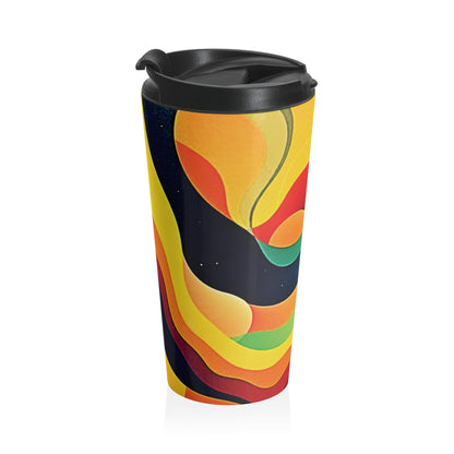 Retro Abstract Stainless Steel Travel Mug — Colorful Psychedelic Wave Design
