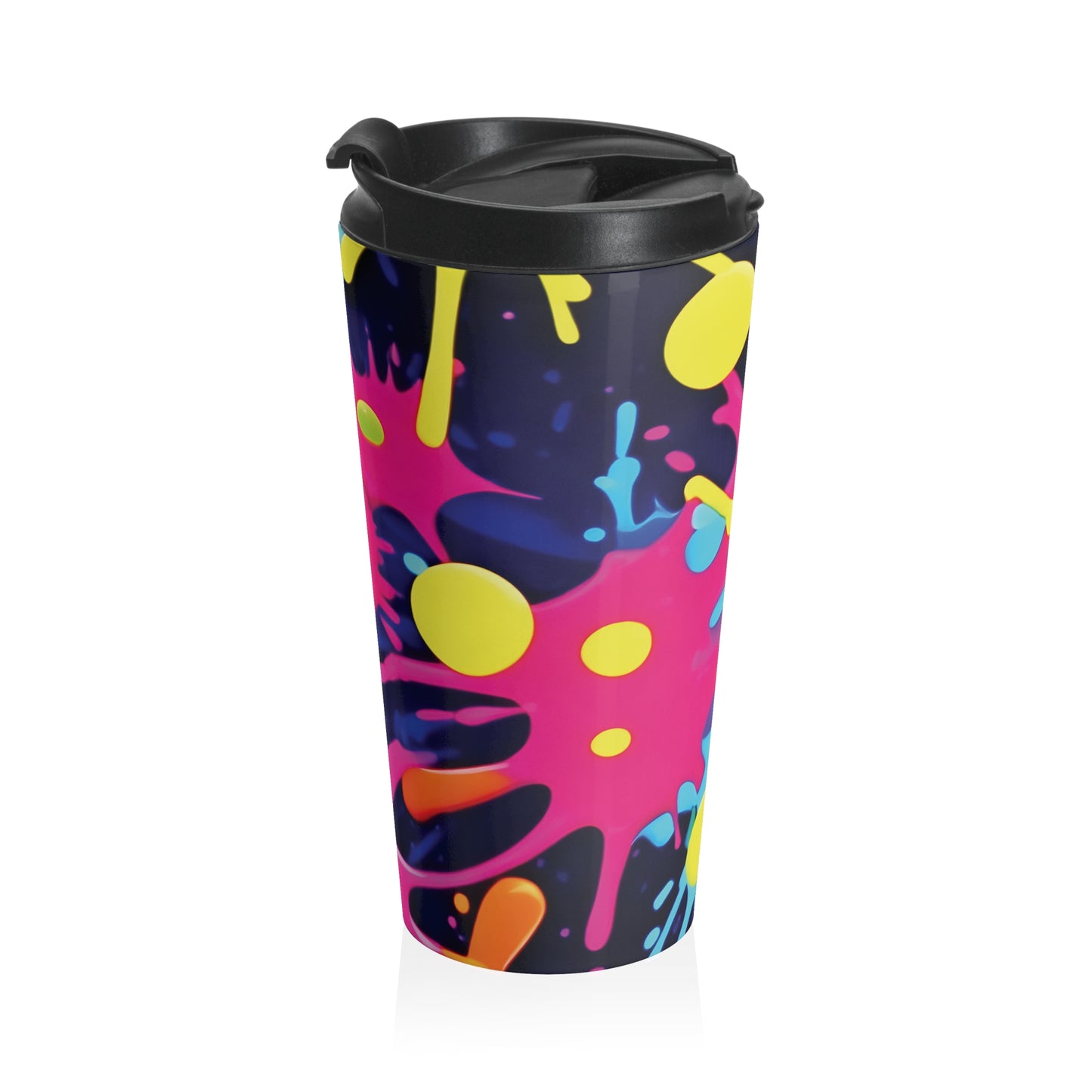 Neon Paint Splatters Stainless Steel Travel Mug | Colorful Splash