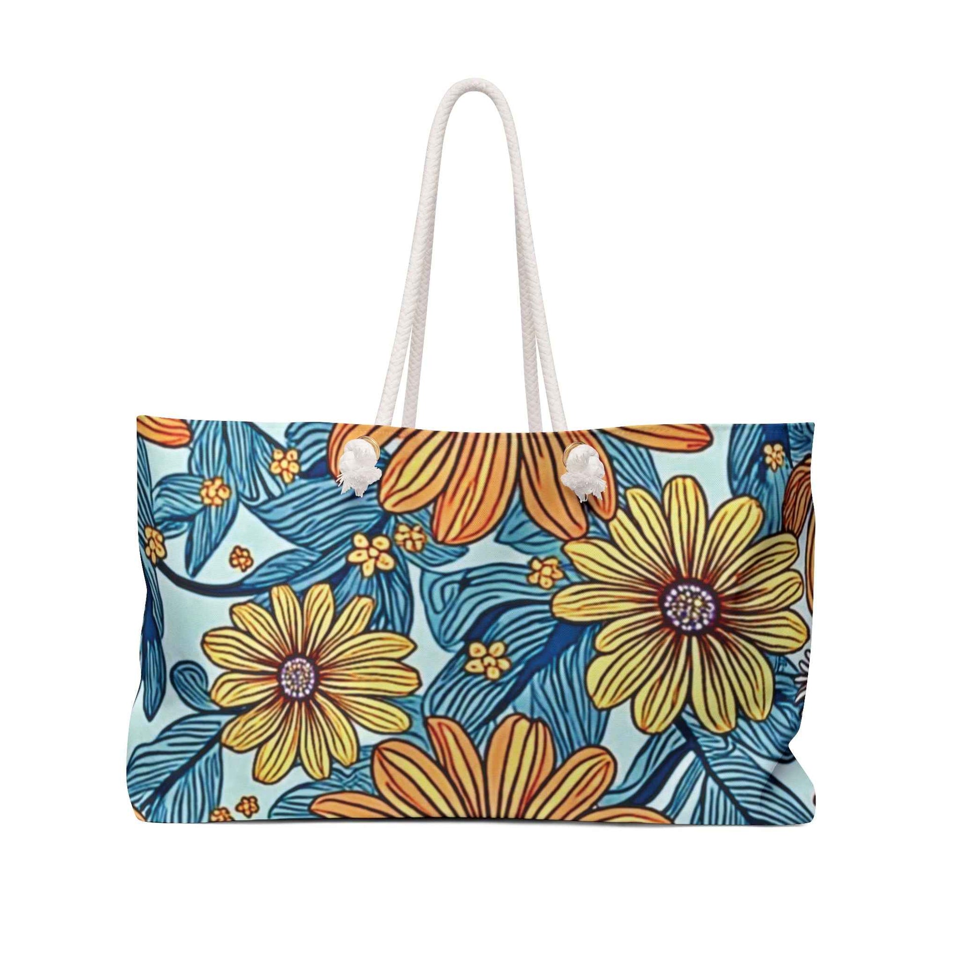 Vintage Yellow Floral Weekender Bag | Diaper Tote, Travel & Gym Carrier