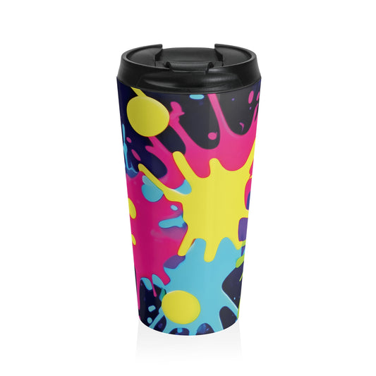 Neon Paint Splatters Stainless Steel Travel Mug | Colorful Splash