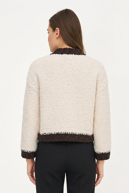 Women's Color-Block Button-Down Cardigan, Long Sleeves & Patch Pockets