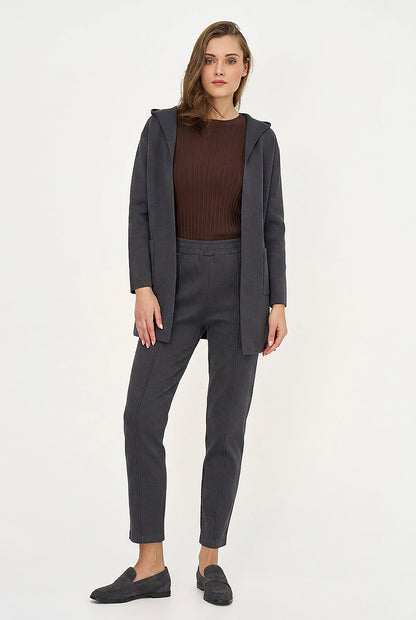 Women's Hooded Cardigan, Long Sleeves, Patch Pockets & Removable Belt