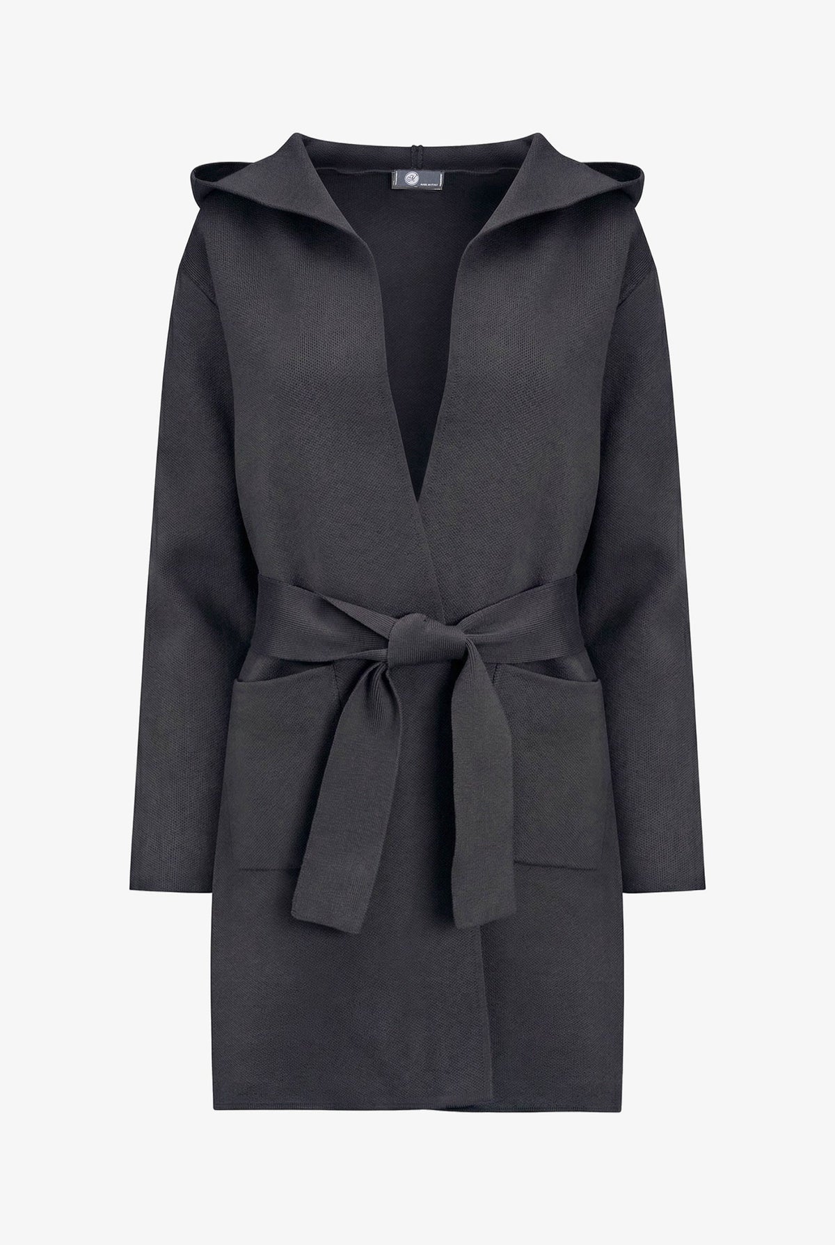 Women's Hooded Cardigan, Long Sleeves, Patch Pockets & Removable Belt