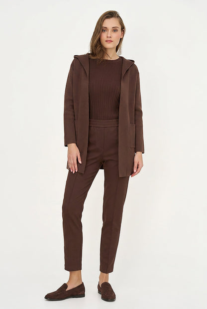 Women's Hooded Cardigan, Long Sleeves, Patch Pockets & Removable Belt