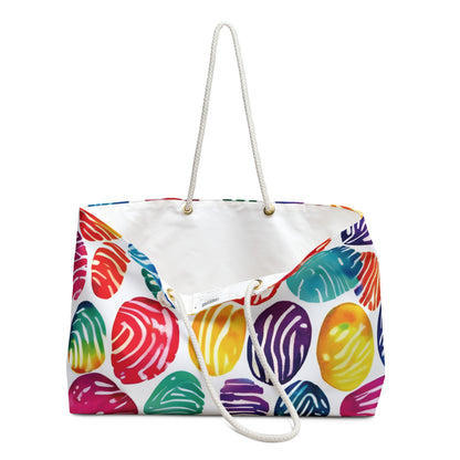 Colorful Watercolor Polka Dots Weekender Bag | Rainbow Beach Tote