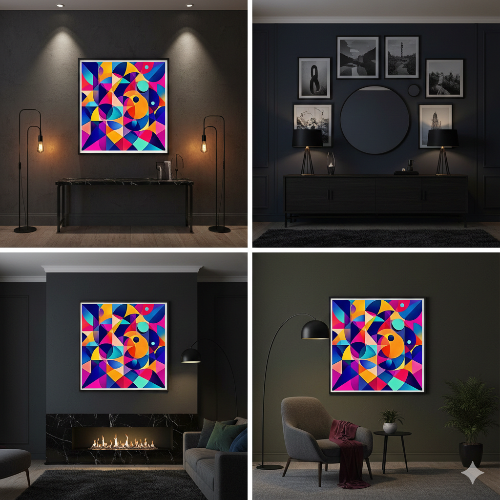 Bold Geometric Symphony Abstract Digital Art – Modern Colorful Wall Decor