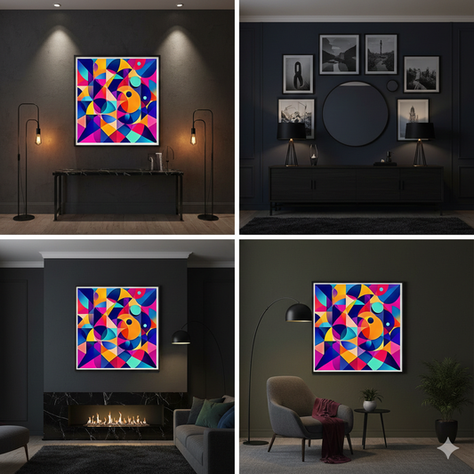 Bold Geometric Symphony Abstract Digital Art – Modern Colorful Wall Decor