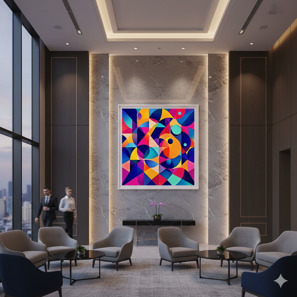 Bold Geometric Symphony Abstract Digital Art – Modern Colorful Wall Decor