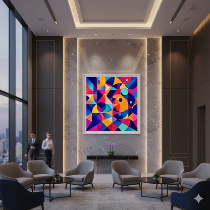 Bold Geometric Symphony Abstract Digital Art – Modern Colorful Wall Decor