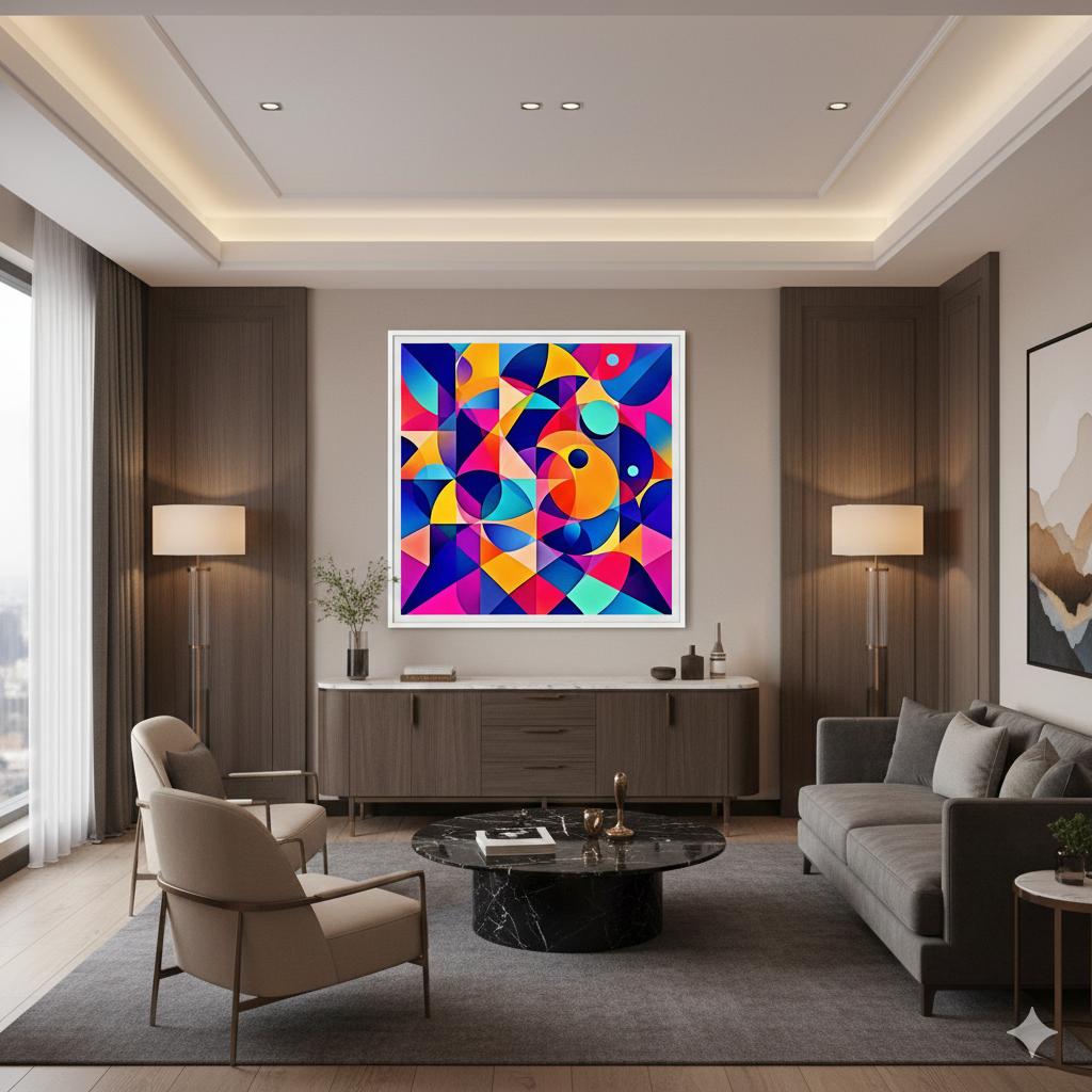 Bold Geometric Symphony Abstract Digital Art – Modern Colorful Wall Decor