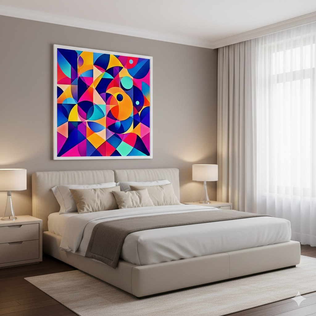 Bold Geometric Symphony Abstract Digital Art – Modern Colorful Wall Decor