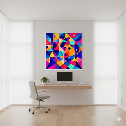 Bold Geometric Symphony Abstract Digital Art – Modern Colorful Wall Decor