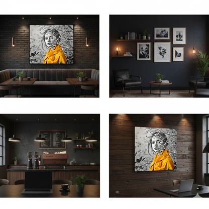 Yellow Scarf Portrait Digital Art